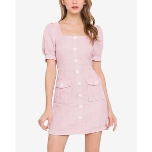 Endless Rose Pink Tweed Button Down Mini Dress NORDSTROM SHOPBOP
